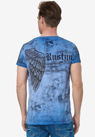 Rusty Neal T-Shirt mit All Over Print in Blau