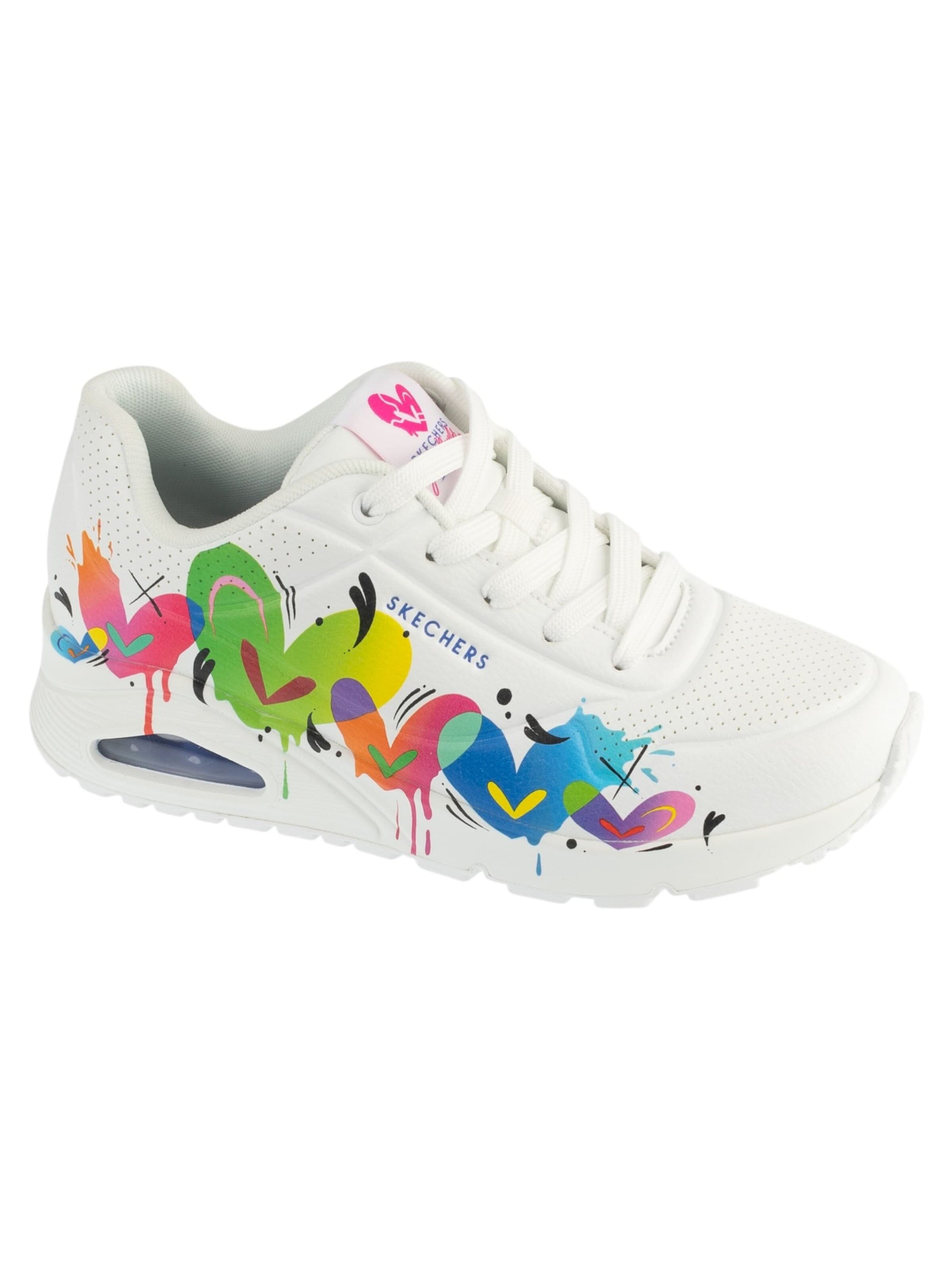 Chaussure à lacets 'Skechers Uno Schuhe weiß bunte Herzen 190008' SKECHERS en blanc : devant