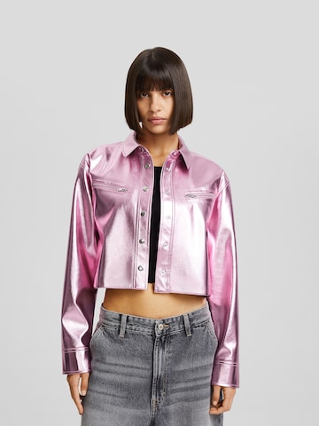 Bershka Between-Season Jacket in Pink: front