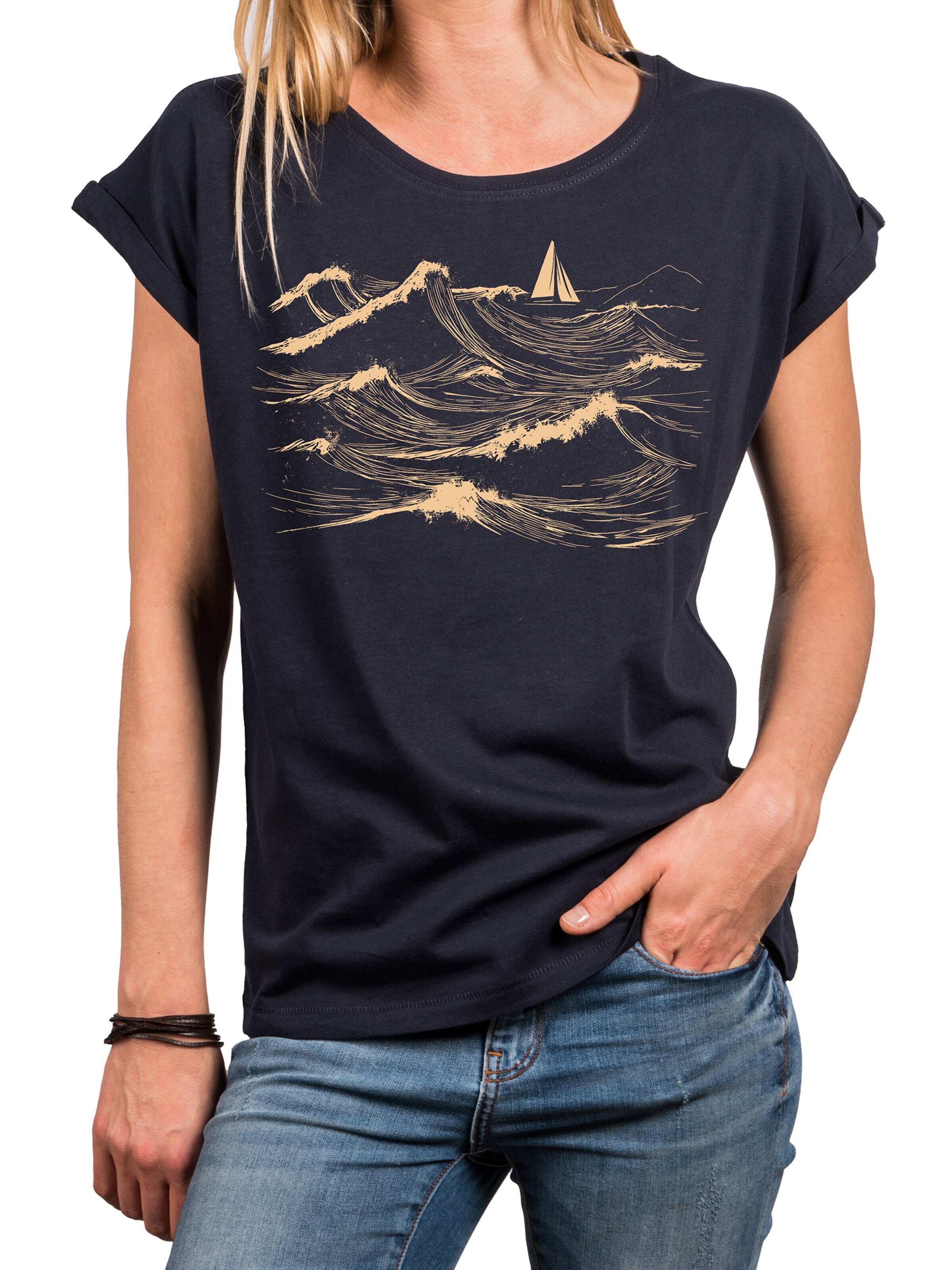 MAKAYA Shirt 'Segelboot'‌‌‌‌‌‌‌‌‌‌ in Blau