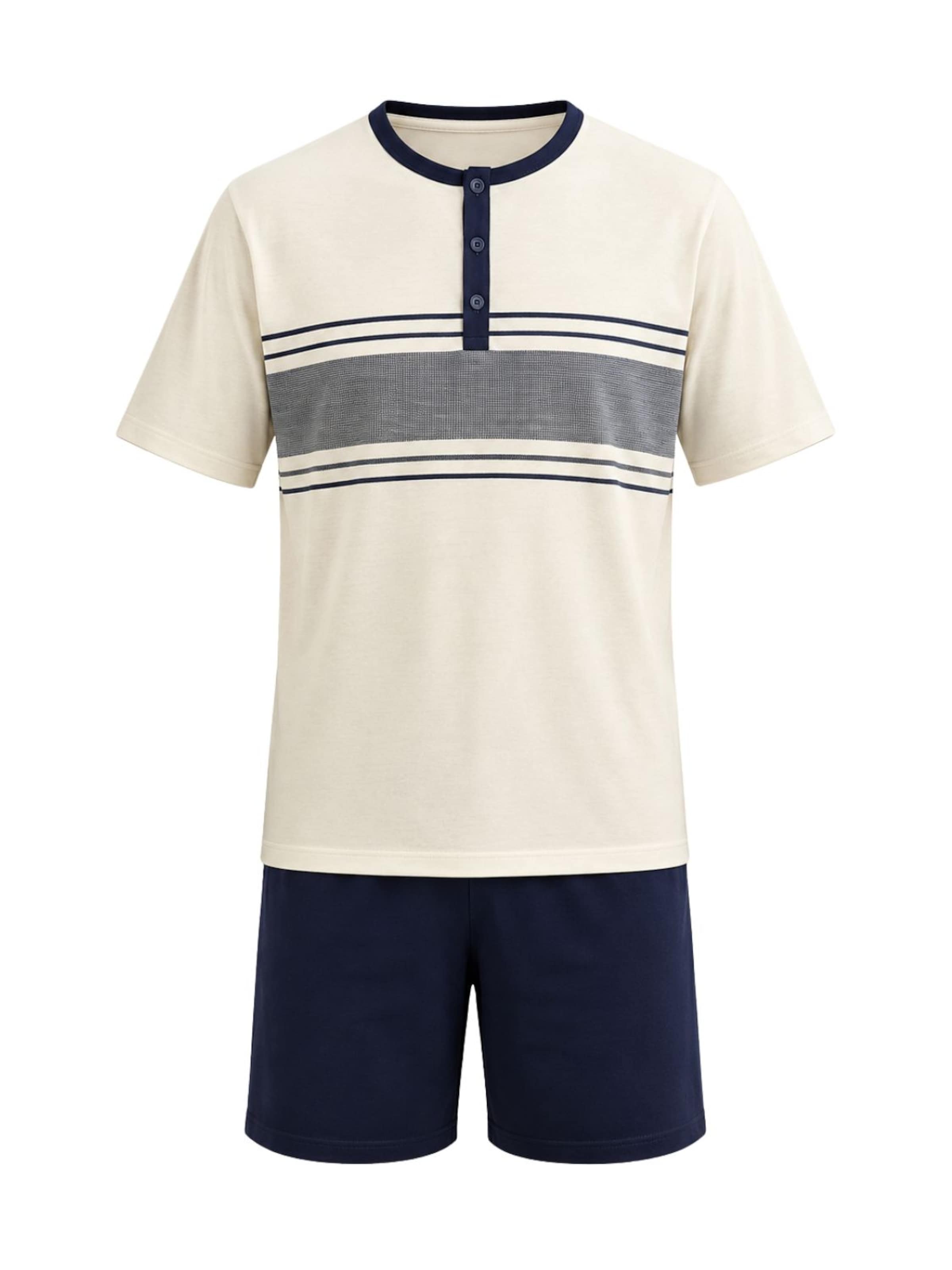 zd ZERO DEFECTS Pyjama kort 'Duna Navy Short Modal Pyjamas' in Blauw: voorkant