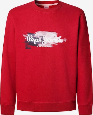 Sweat-shirt ' TREY CREW ' Pepe Jeans en rouge : devant