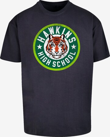 T-Shirt 'Stranger Things Hawkins Tiger Circle Netflix TV Series' F4NT4STIC en bleu : devant