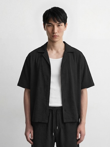 Burocs Regular Fit Hemd 'Structured'‌‌‌‌‌‌‌‌ in Schwarz