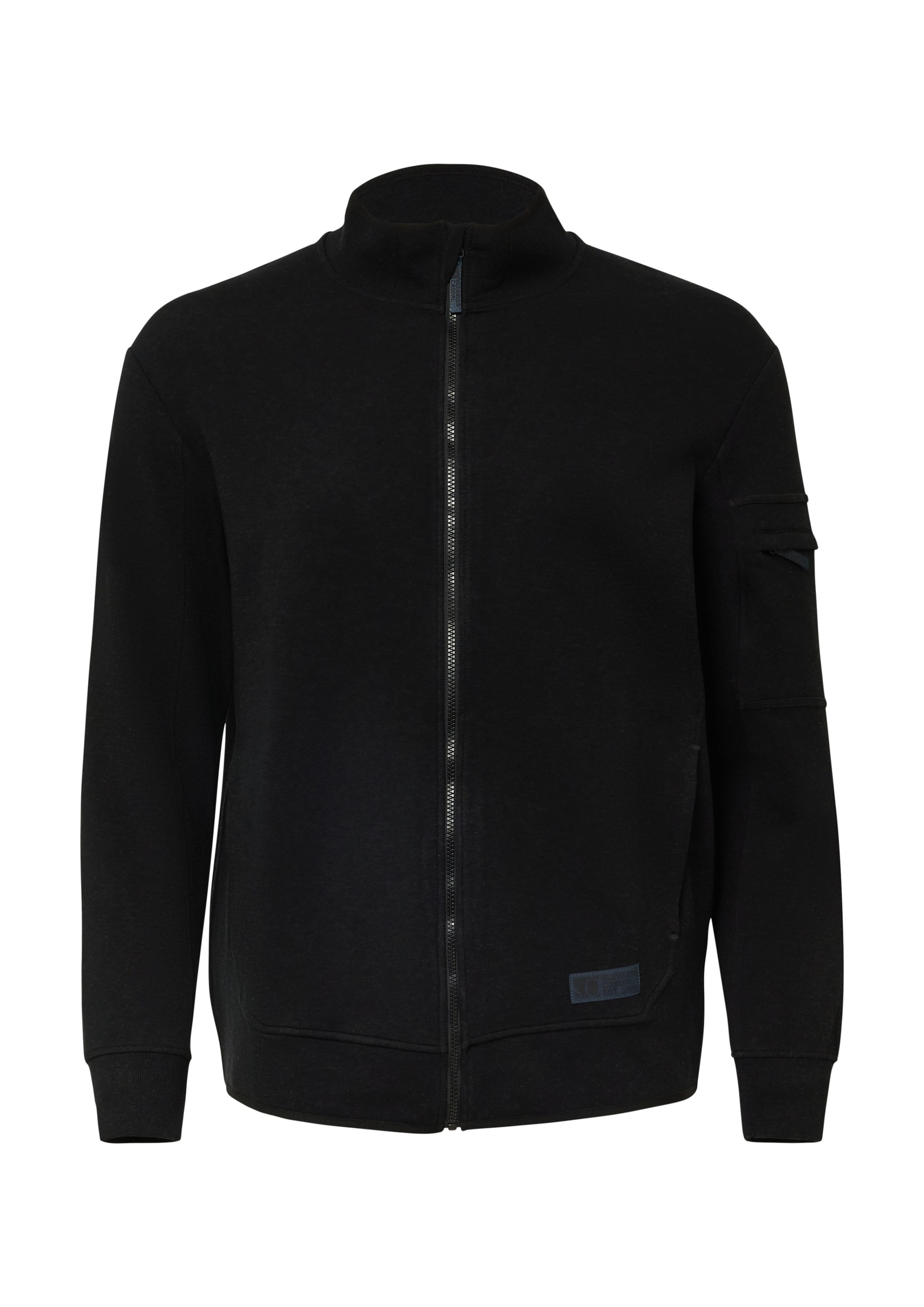 s.Oliver Men Big Sizes Zip-Up Hoodie in Black: front