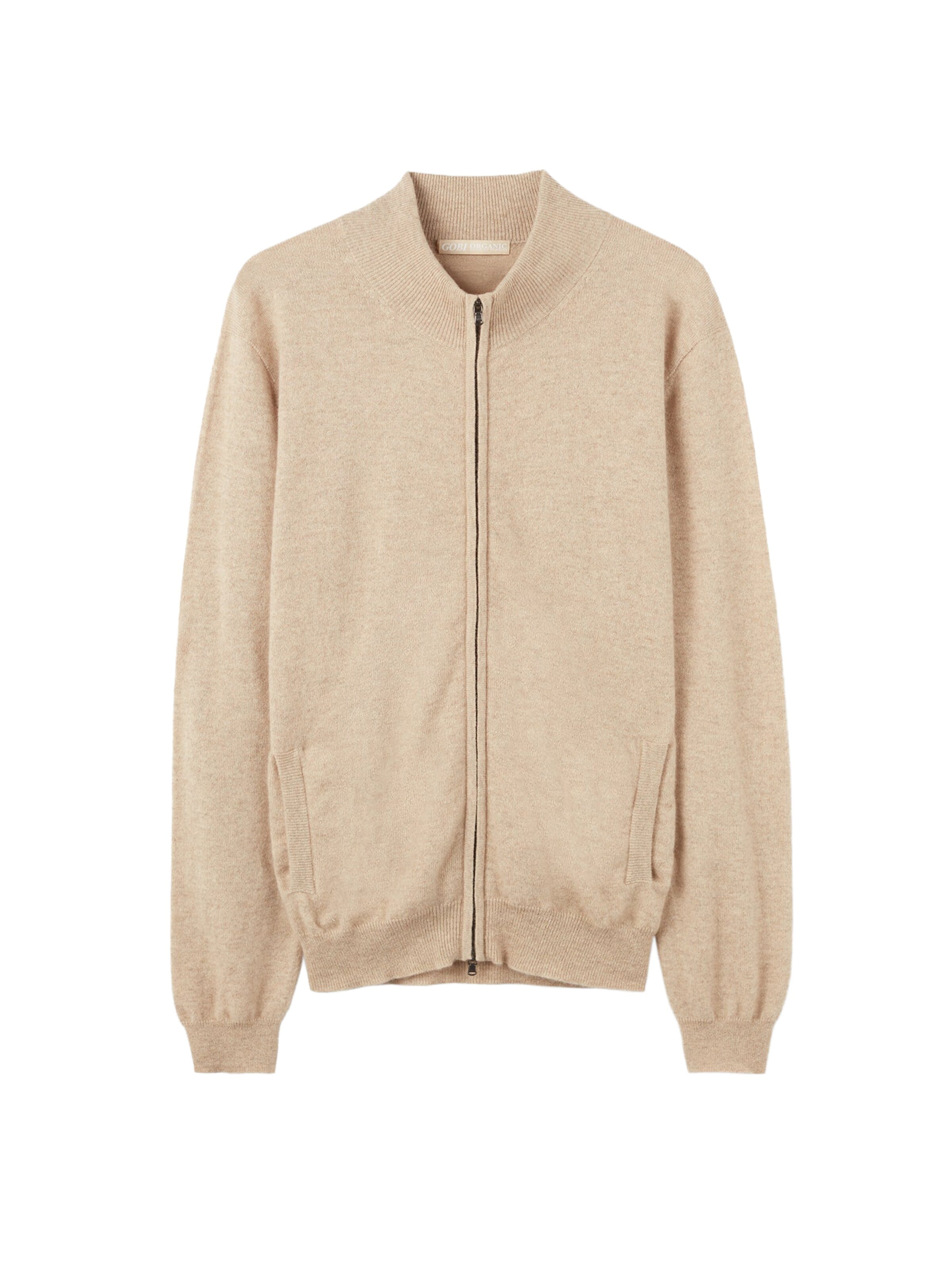 GOBI Cashmere Gebreid vest 'Men's Essential Full-Zip Cashmere Cardigan' in Beige: voorkant