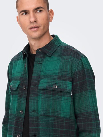 Only & Sons Regular fit Button Up Shirt 'Baz' in Green