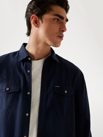 GUESS Regular fit Button Up Shirt in Blue