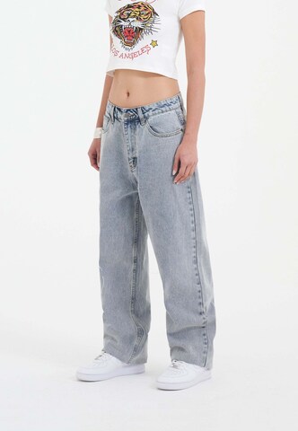 Ed Hardy Loosefit Jeans 'Crystal Roar' in Blauw
