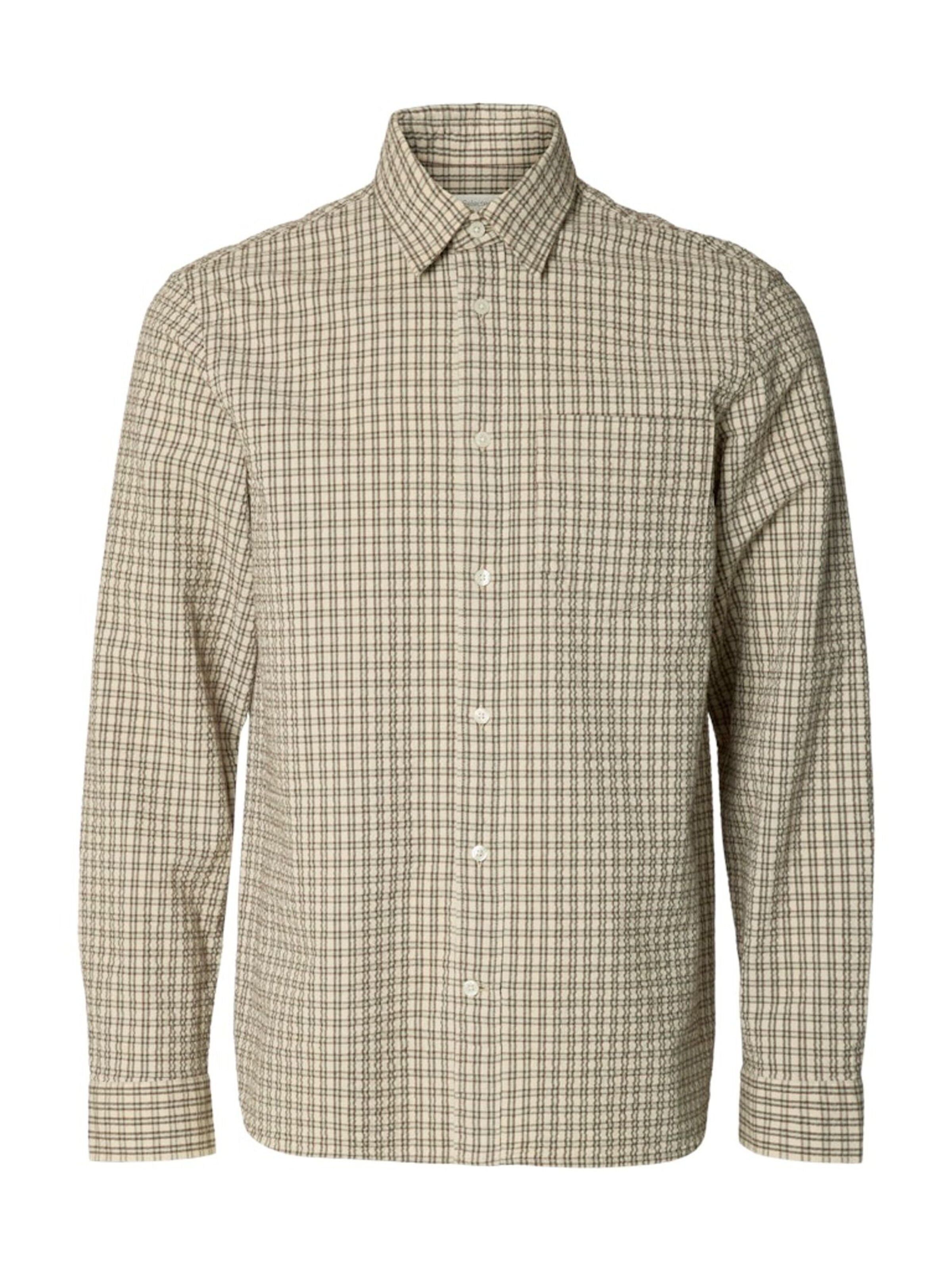 SELECTED Regular Fit Hemd 'SLHRegfreddie'‌‌‌‌‌‌‌‌‌‌ in Beige: Vorderseite