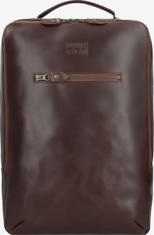 Buckle & Seam Backpack 'Leon ' in Brown: front