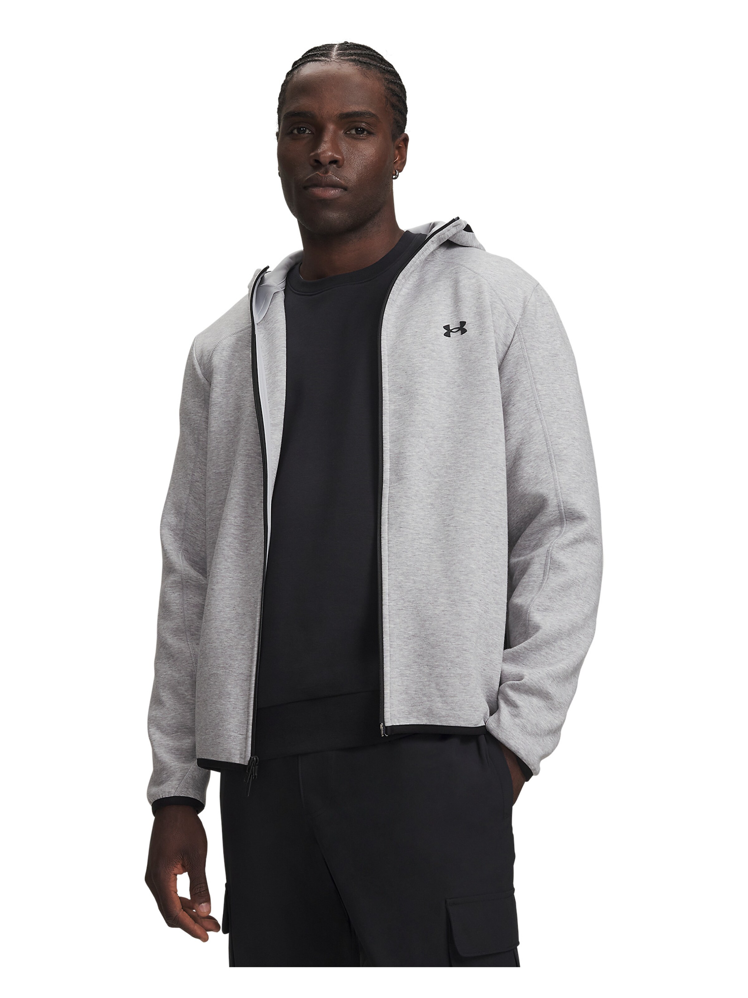 UNDER ARMOUR Sportsweatvest 'Unstoppable Flc' in Grijs: voorkant