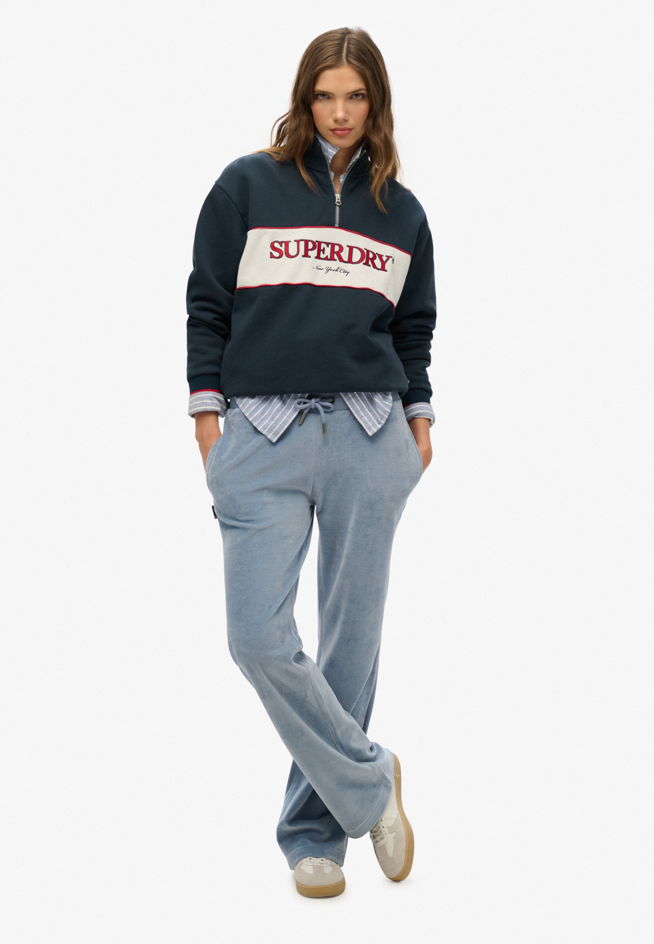 Superdry Wide leg Broek in Blauw