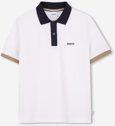 Marškinėliai iš BOSS, spalva – tamsiai mėlyna / karamelės / balta, Prekių apžvalga