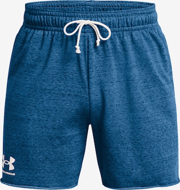 UNDER ARMOUR Workout Pants 'Rival Terry 6' in Blue: front