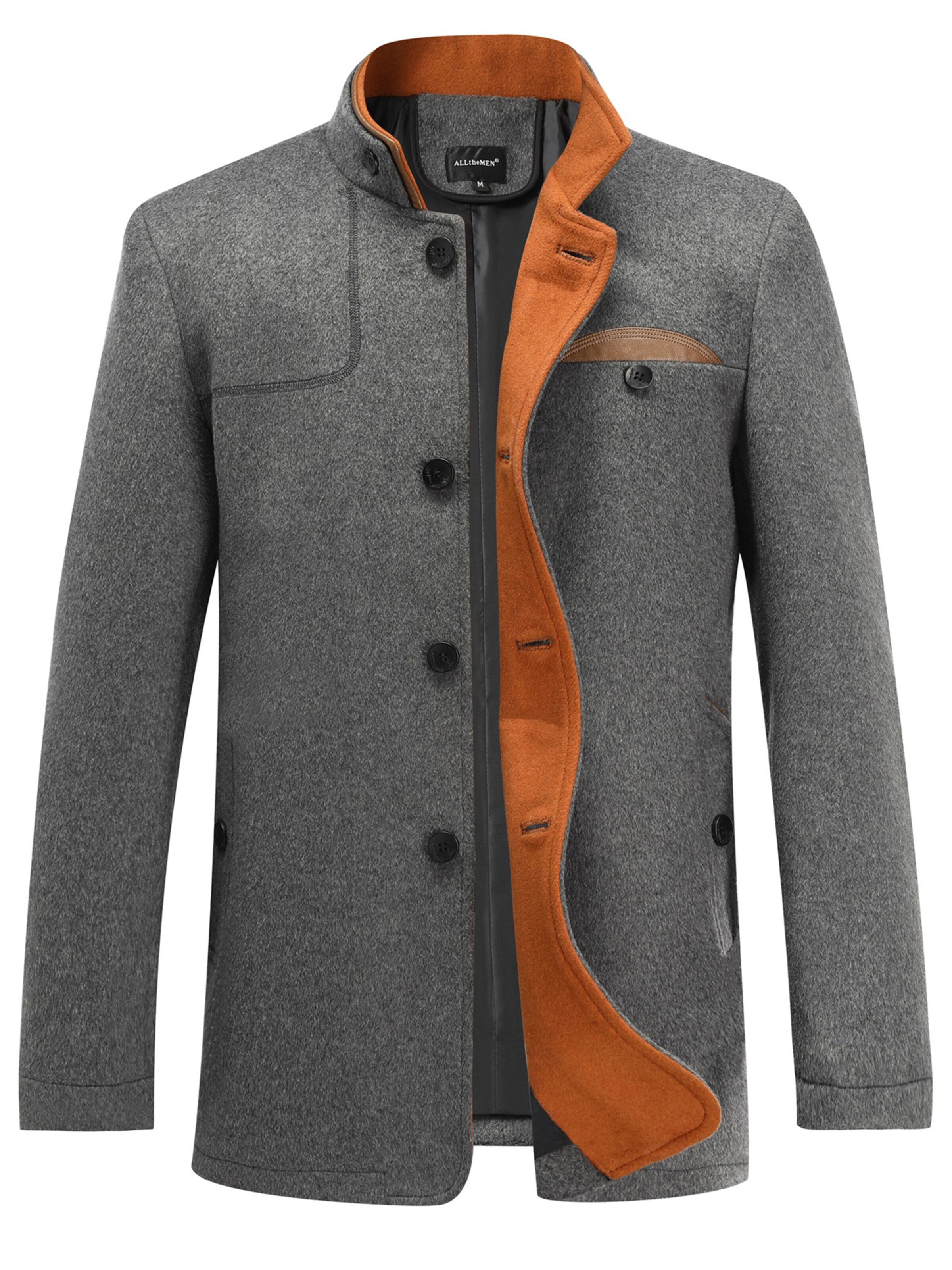 ALLTHEMEN Winter Coat 'Farbkante' in Grey