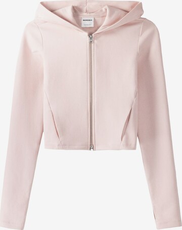 Bershka Sweat jacket in Pink: front