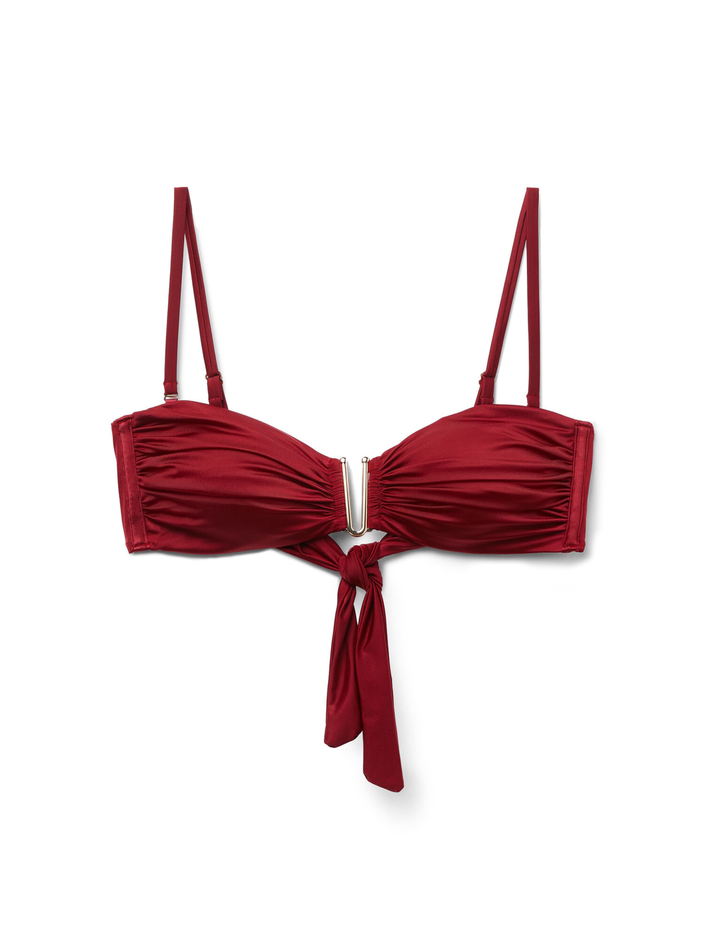 CALZEDONIA Bandeau Bikini Top 'SHINY SATIN' in Red: front