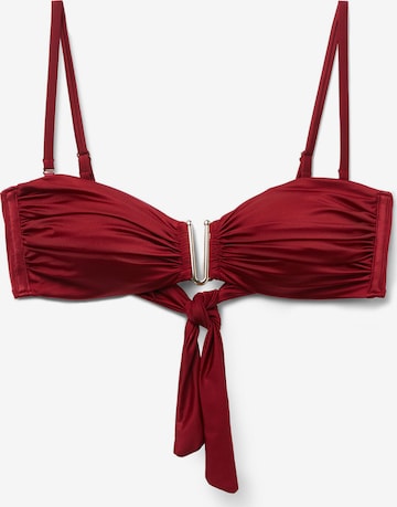 CALZEDONIA Bandeau Bikini Top 'SHINY SATIN' in Red: front