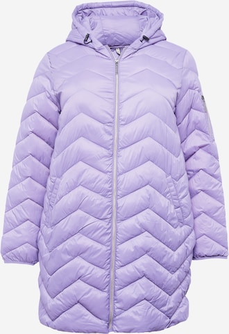 Fransa Curve Winter Coat in Purple: front