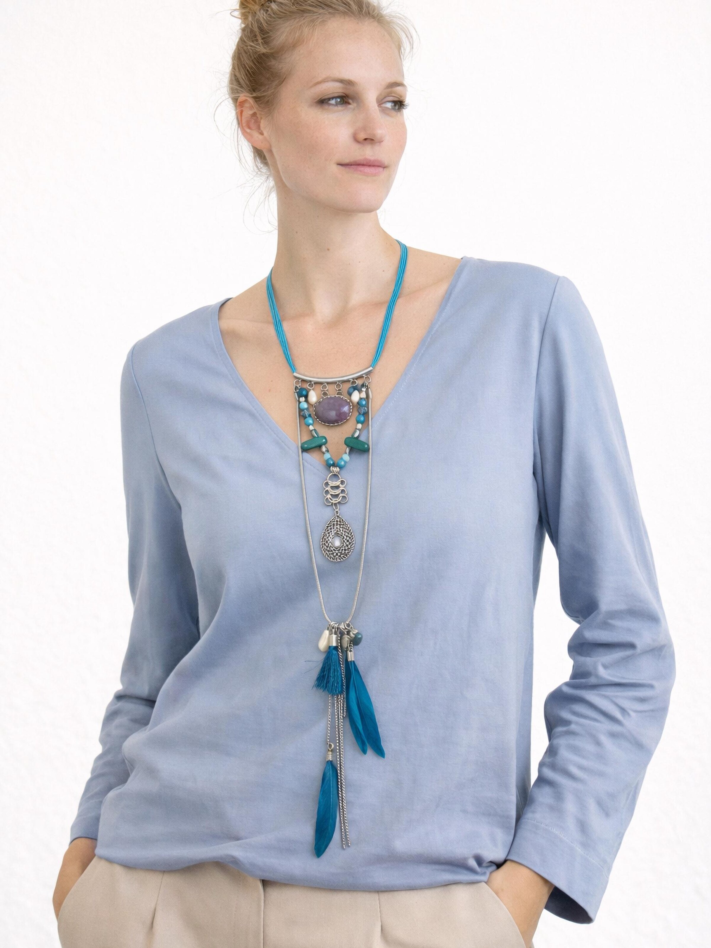 COLLEZIONE ALESSANDRO Necklace 'Ida' in Blue: front