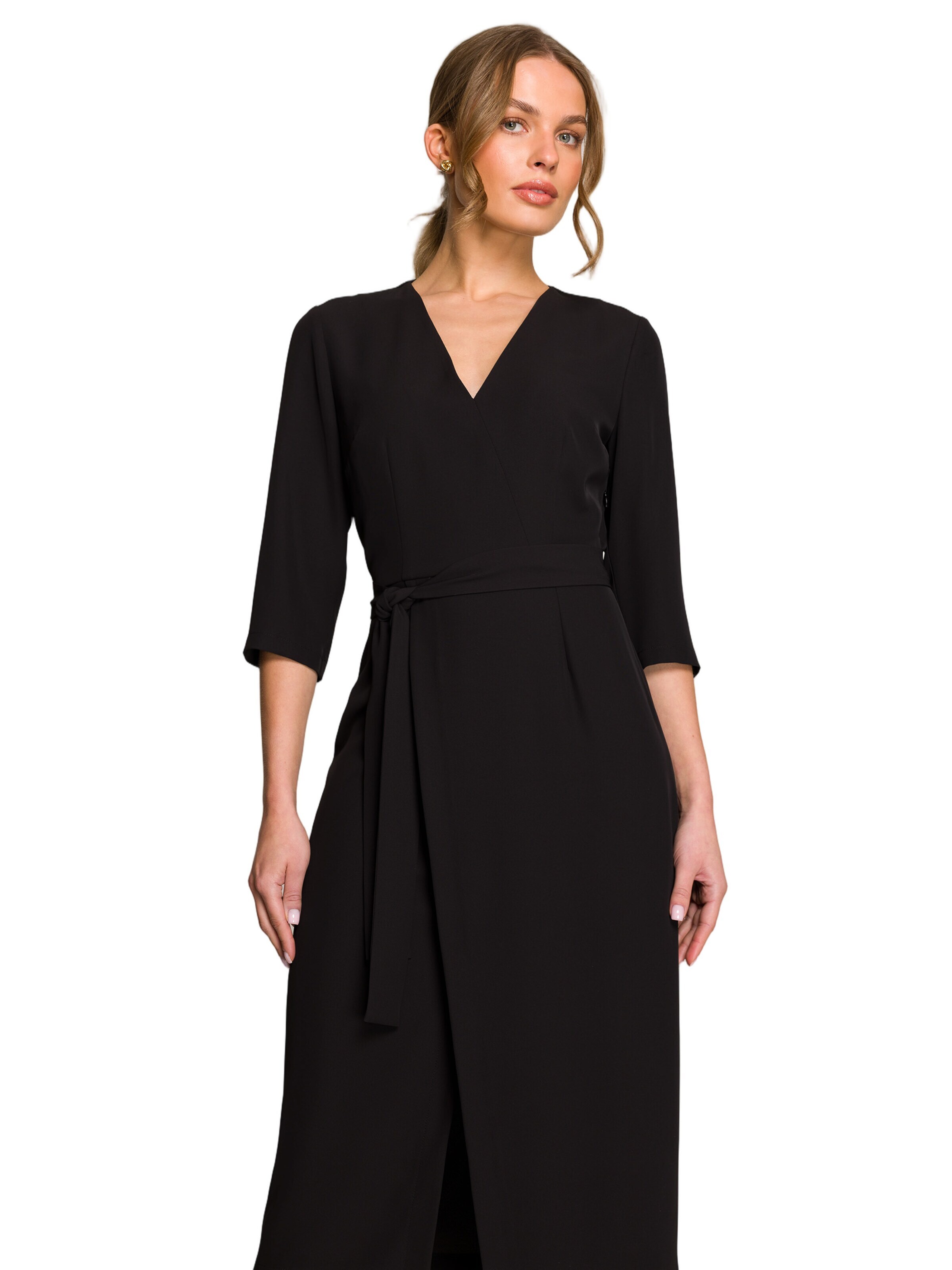 Rochie 'Sukienka z kopertowym motywem' de la Stylove pe negru