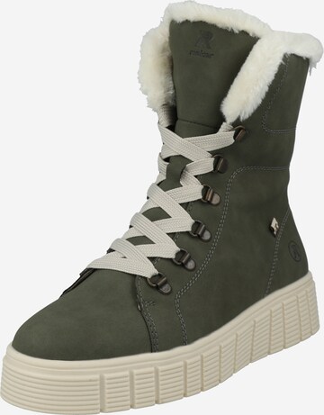 Rieker Lace-Up Ankle Boots in Green: front