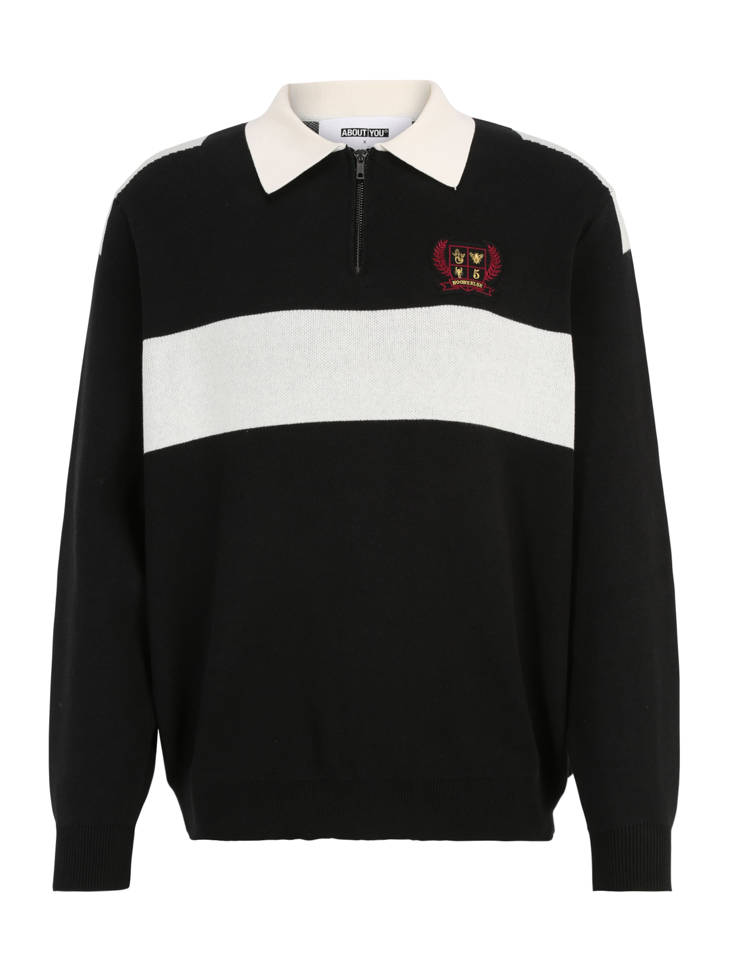 ABOUT YOU x Chiara Biasi Пуловер в антрацитно черно / бяло, Преглед на продукта