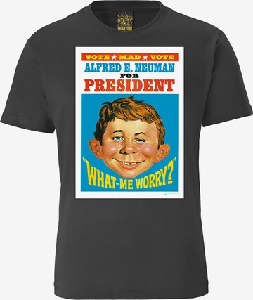 LOGOSHIRT Shirt 'Mad - Alfred E. Neumann For President' in Grey: front