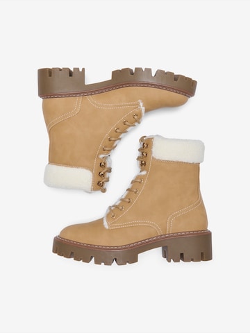 ONLY Lace-up bootie 'ONLBETTY-11' in Beige