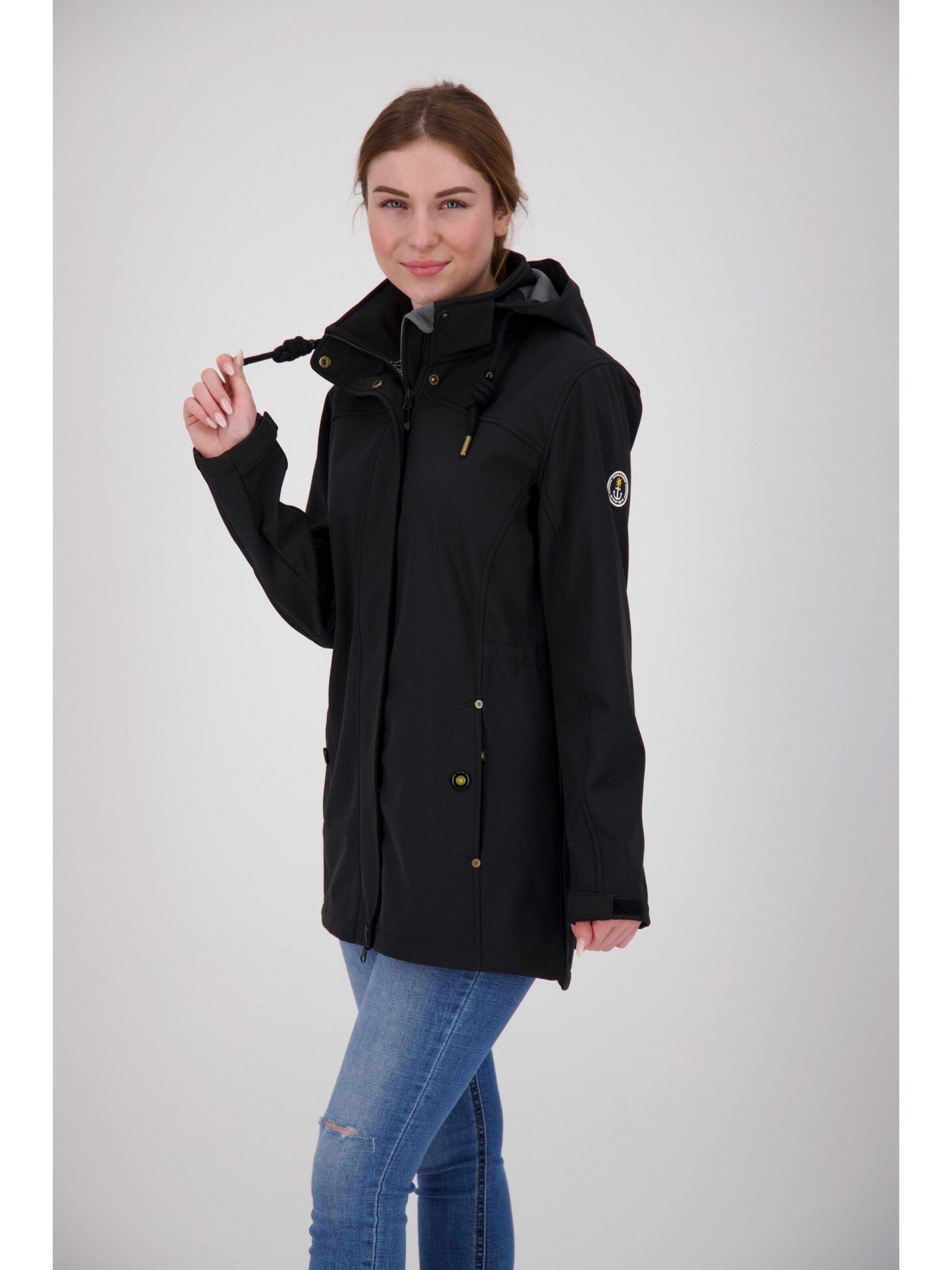 ankerglut Tussenjas 'Softshellmantel Ankerglutbrise Damen Softshelljacke Kapuze' in Zwart