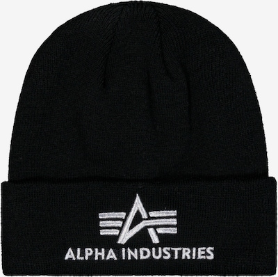 55-60 dydžio Megzta kepurė iš ALPHA INDUSTRIES, spalva – juoda / balta, Prekių apžvalga