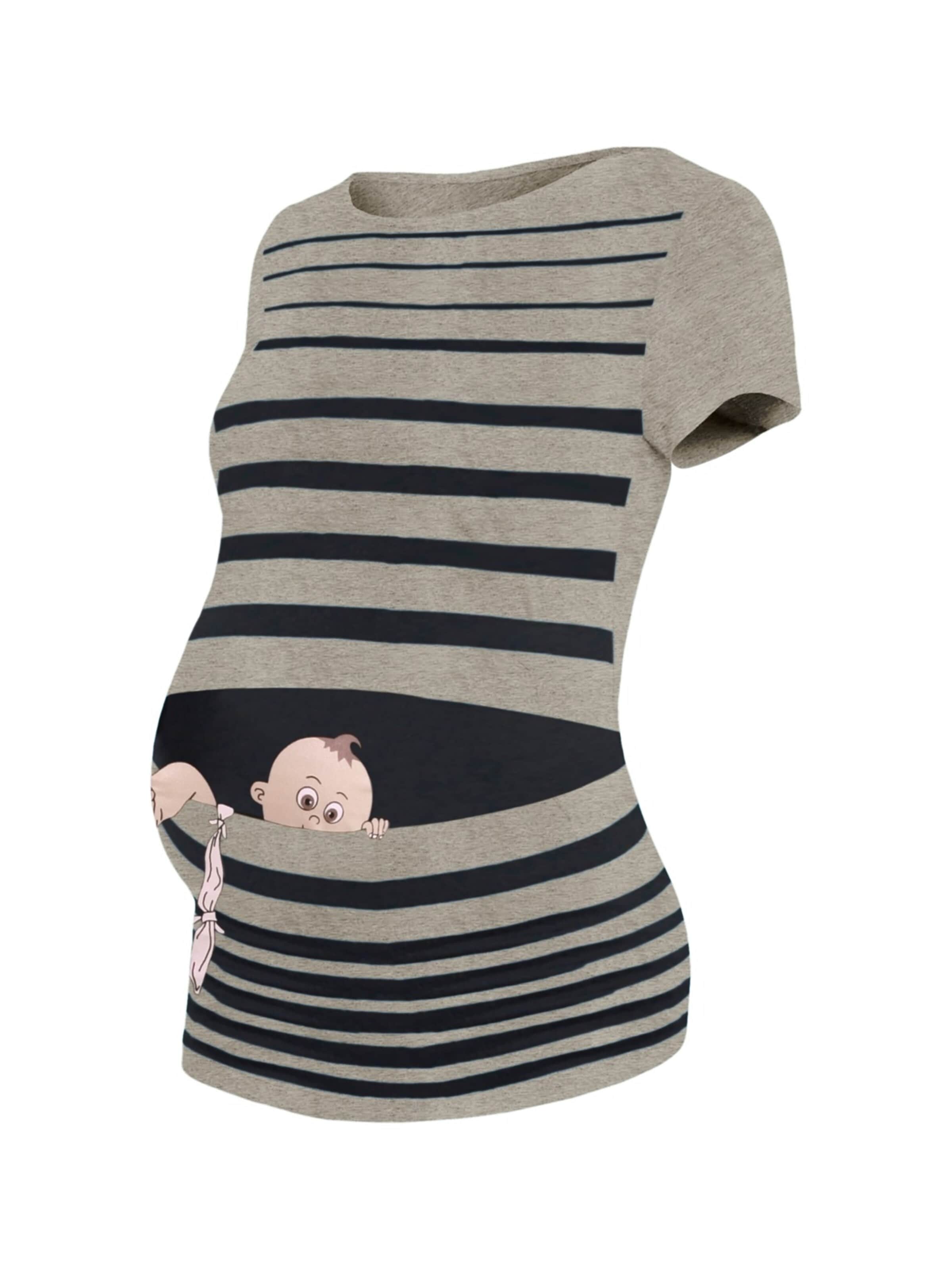 M.M.C. Shirt 'Baby Flucht Umstandsshirt' in Grey: front