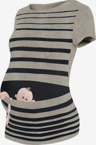 M.M.C. Shirt 'Baby Flucht Umstandsshirt' in Grey: front