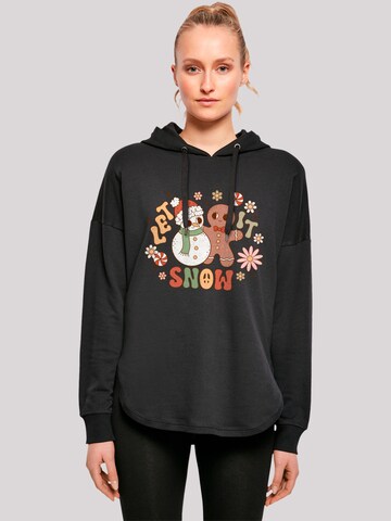 F4NT4STIC Sweatshirt 'Let It Snow Groovy Christmas Gingerbread' in Zwart: voorkant