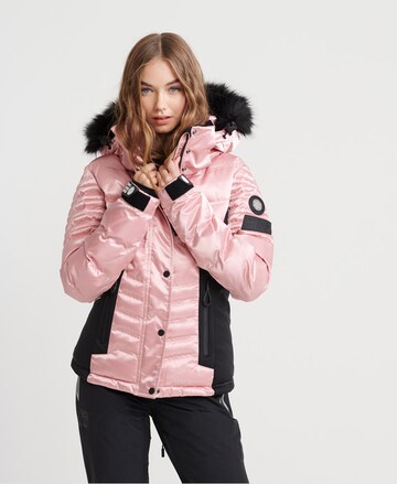 Superdry Snow Sportjas 'Luxe' in Roze: voorkant