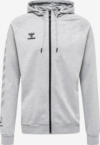 Hummel Athletic Zip-Up Hoodie 'MOVE' in Grey: front