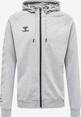 Hummel Athletic Zip-Up Hoodie 'MOVE' in Grey: front