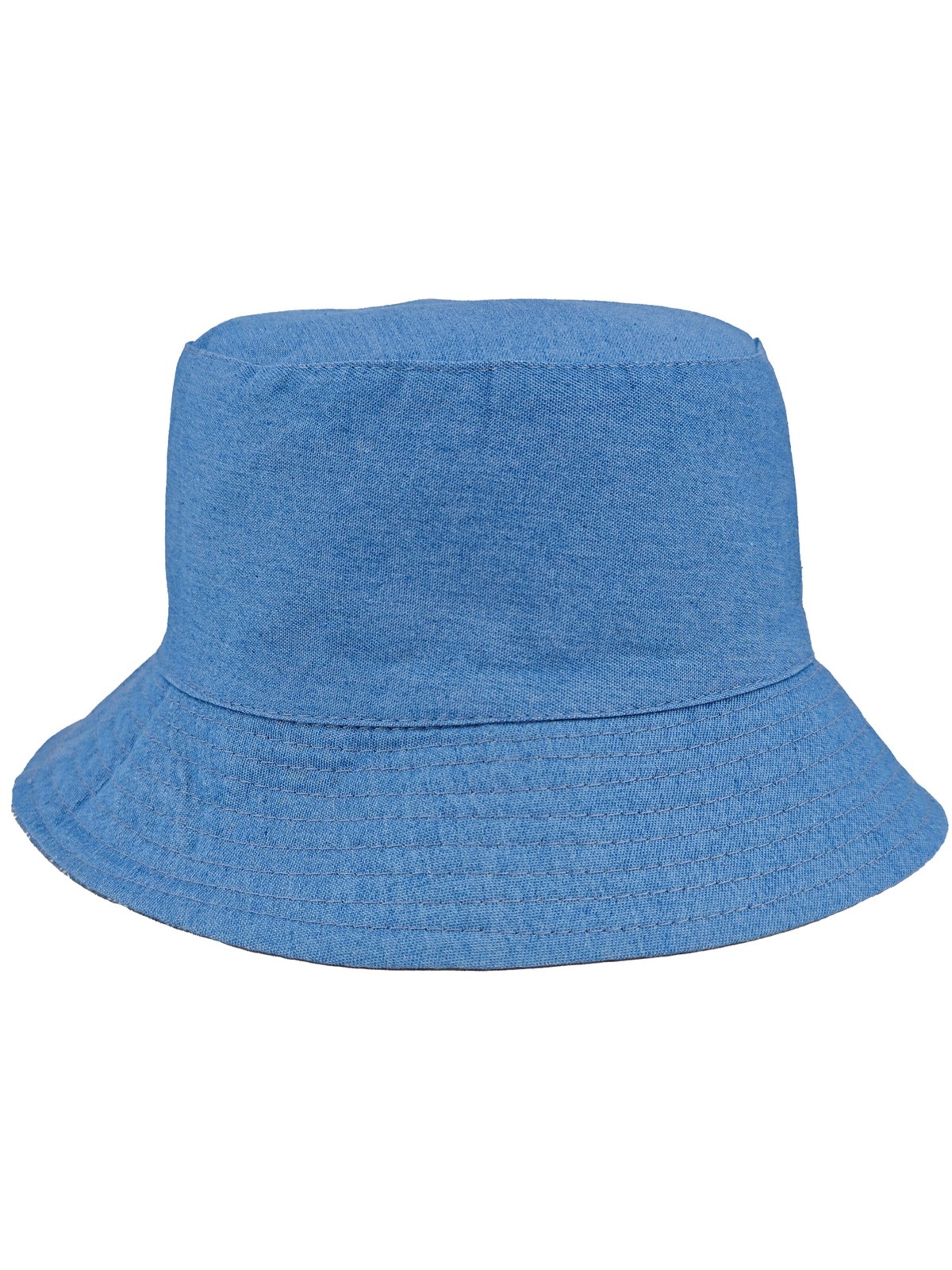 styleBREAKER Hat '2-in-1 Denim Fischerhut mit Leoparden Muster' in Blue