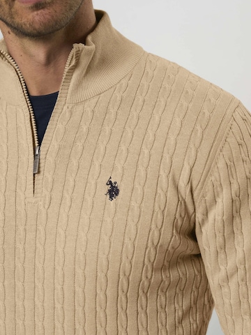 U.S. POLO ASSN. Pullover ' Amir ' in Beige