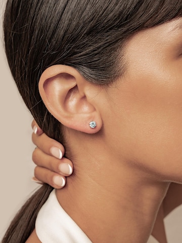 Hey Happiness Oorbellen 'Aquamarine Gemstone' in Zilver: voorkant