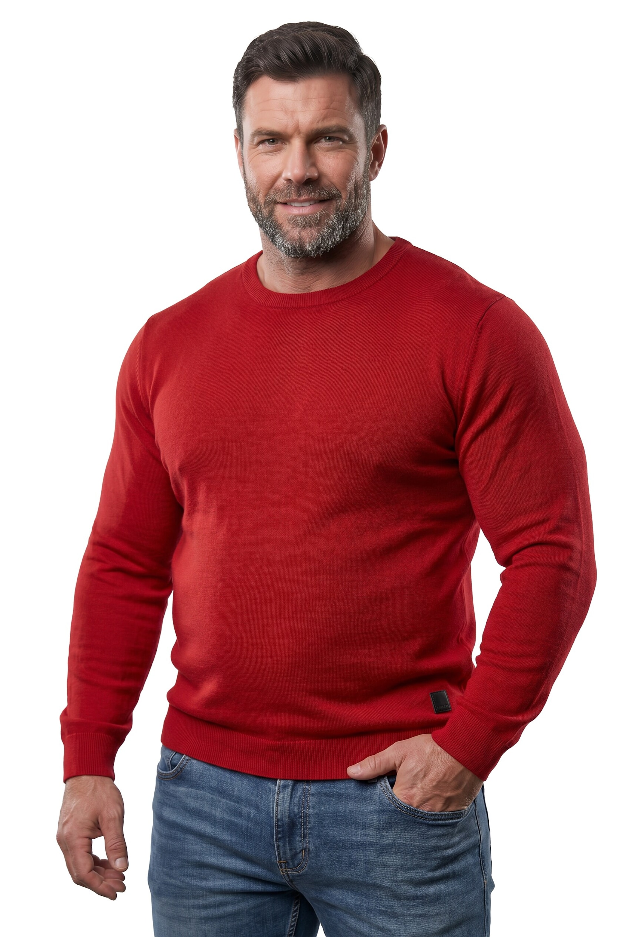 Men Plus Pullover in Rot: Vorderseite