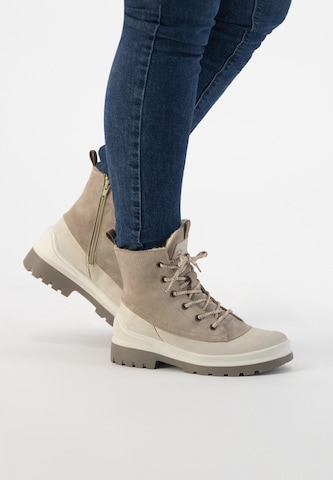 Travelin Lace-Up Boots 'Leval ' in Beige: front