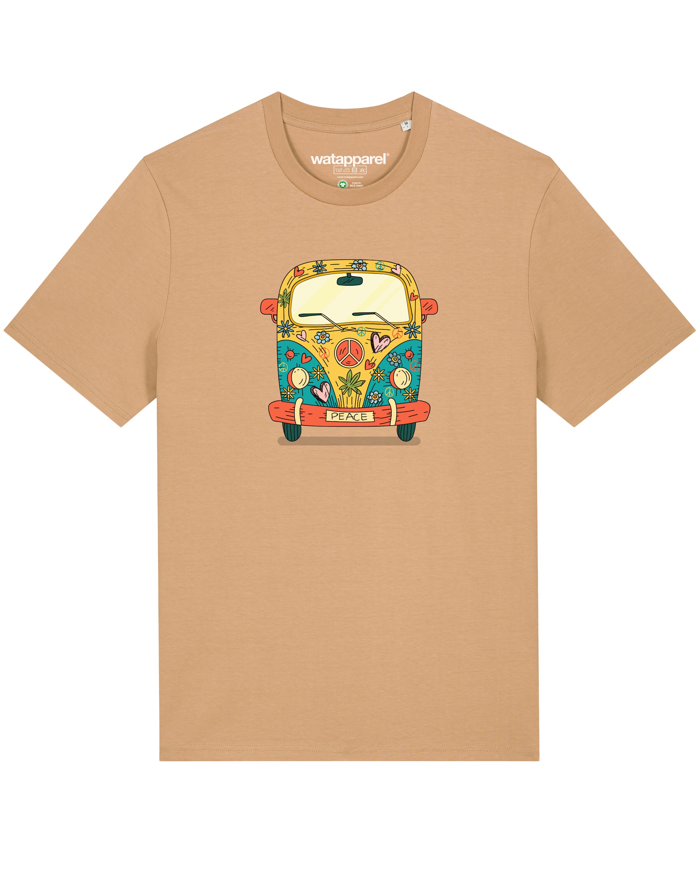 Watapparel Shirt ' Hippies Bus ' in Beige: voorkant