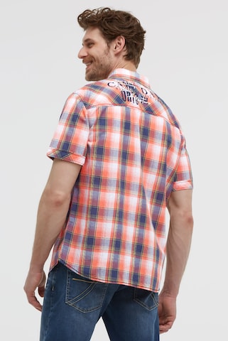 CAMP DAVID Regular Fit Karohemd Kurzarm mit Klappentaschen in Orange