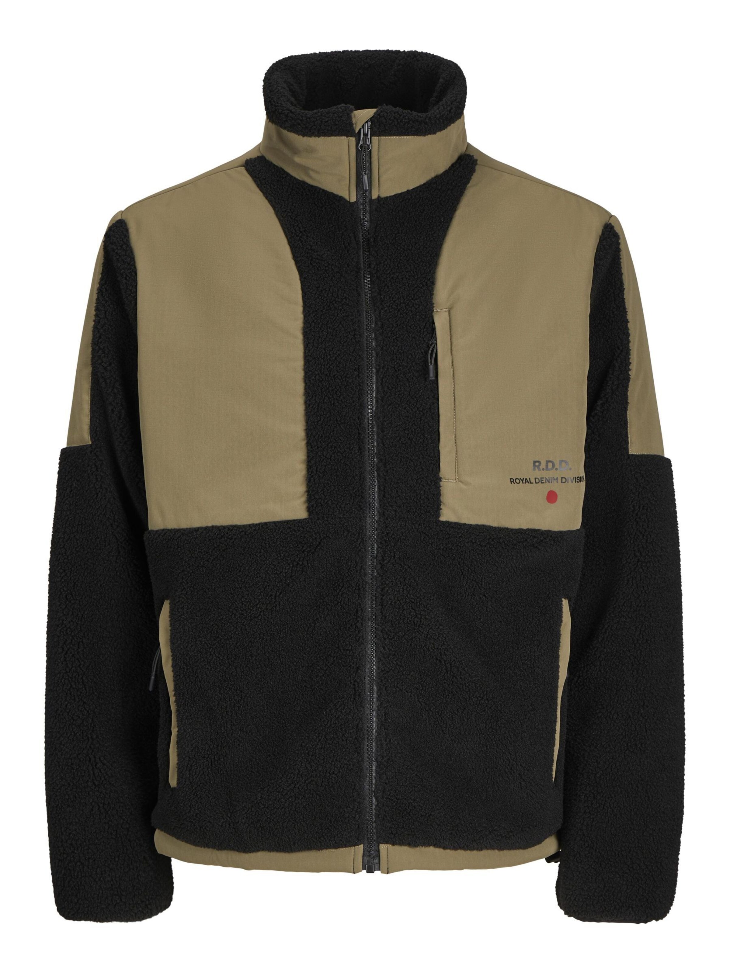 R.D.D. ROYAL DENIM DIVISION Fleece jas in Zwart: voorkant