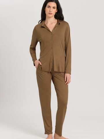 Hanro Pajama Shirt 'Grand Central' in Brown