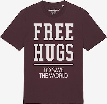 Maglietta ' Free hugs to save the world ' di Watapparel in rosso: frontale