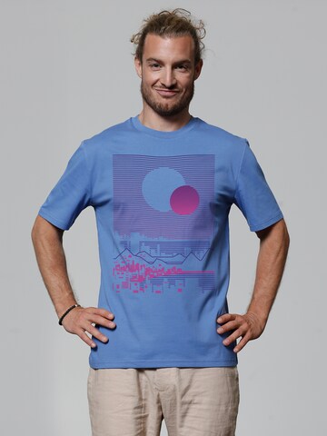 Watapparel T-Shirt ' Sun and Moon Skyline ' in Blau: Vorderseite