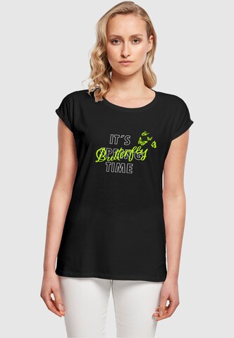 Merchcode Shirt 'It´s Spring Time' in Zwart: voorkant